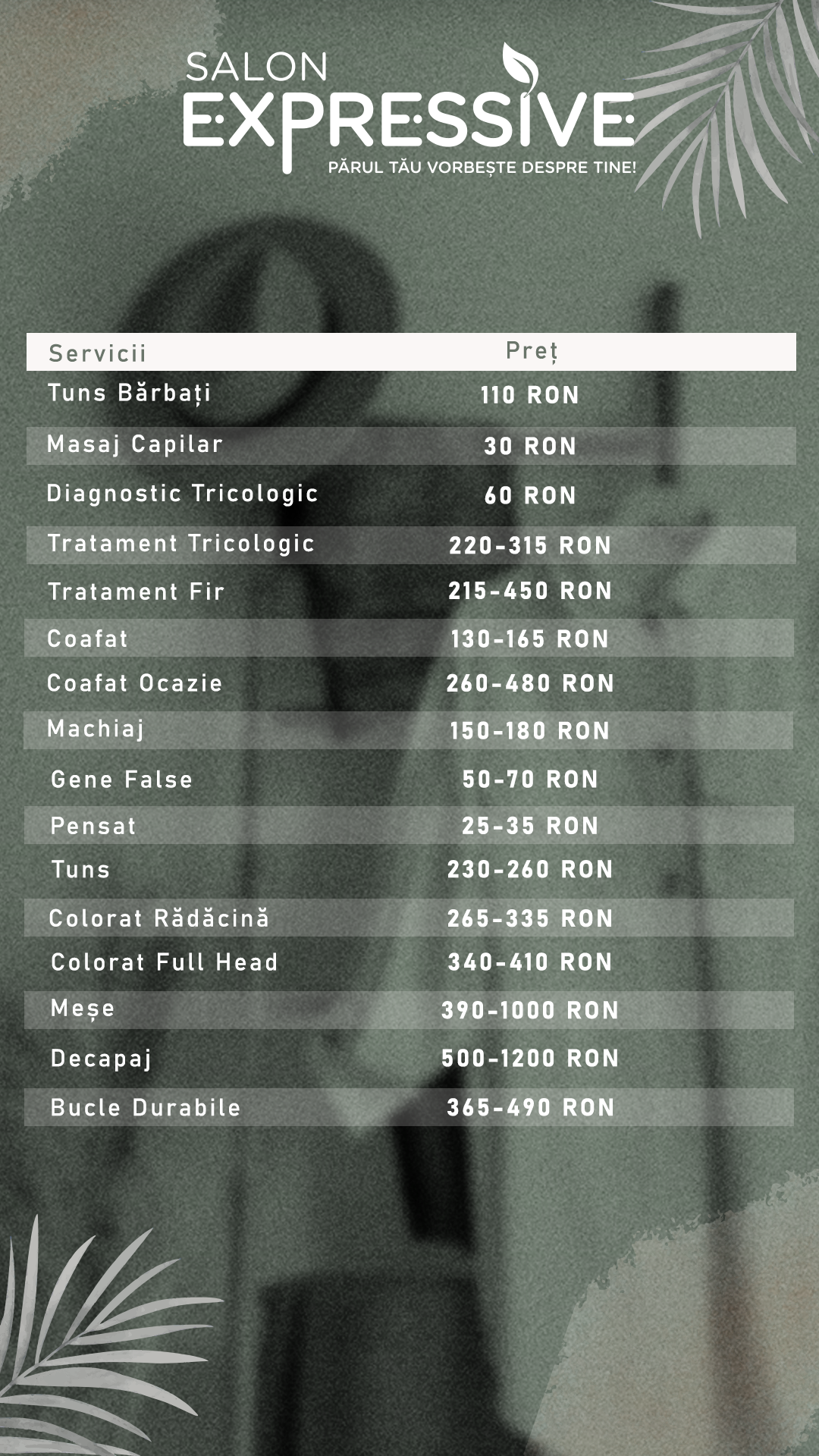 Salon Expressive - Lista Pret IG Story
